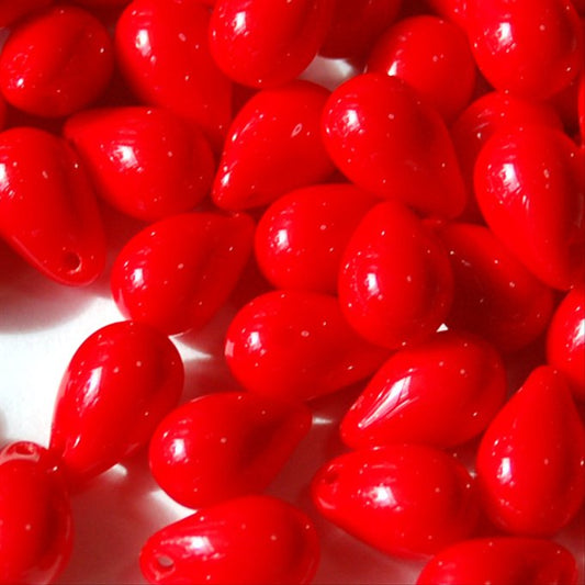 チェコビーズ ドロップ 6×9mm ブライトレッド｜20個入 ハンドメイド素材 BULBULBEADS