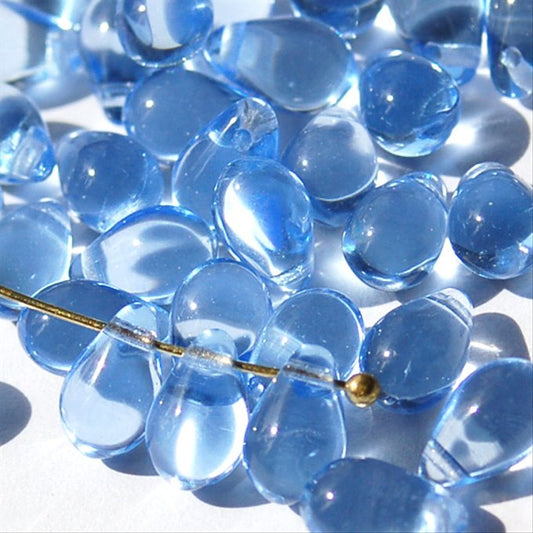 チェコビーズ ドロップ 6x9mm スーパーライト・サファイアクリア｜20個入 ハンドメイド素材 BULBULBEADS