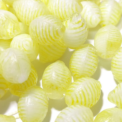 チェコビーズ レモン 10×14mm イエローストライプ｜2個入 ハンドメイド素材 BULBULBEADS