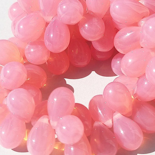 チェコビーズ ドロップ 6×9mm ピンクオパール（ストライプ）｜20個入 ハンドメイド素材 BULBULBEADS