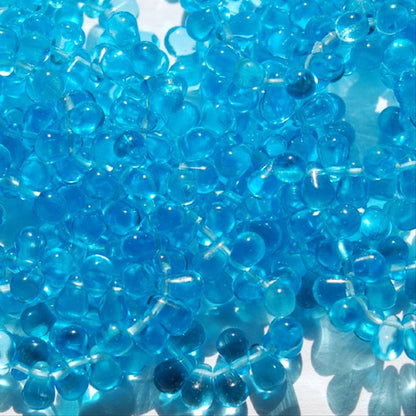 チェコビーズ ドロップ 4x6mm アクアブルー｜30個入 ハンドメイド素材 BULBULBEADS