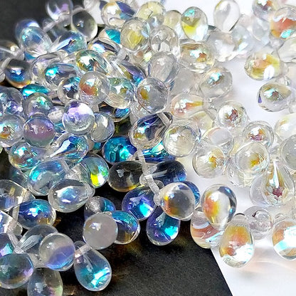チェコビーズ ドロップ 6x9mm クリスタルクリア・AB｜20個入 ハンドメイド素材 BULBULBEADS