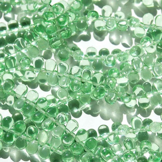 チェコビーズ ドロップ 4×6mm ペリドット｜60個入 ハンドメイド素材 BULBULBEADS