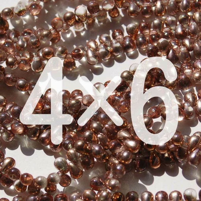 チェコビーズ ドロップ 4×6mm ピンキー カッパー｜20個入 ハンドメイド素材 BULBULBEADS