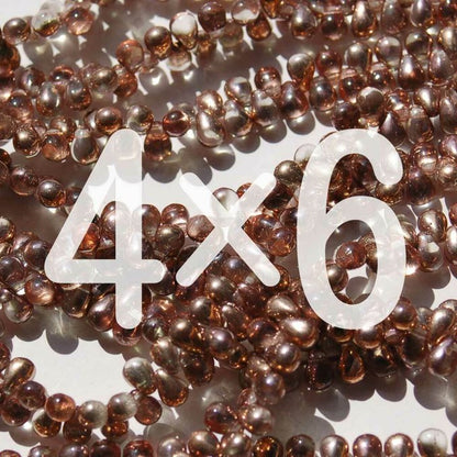 チェコビーズ ドロップ 4×6mm ピンキー カッパー｜20個入 ハンドメイド素材 BULBULBEADS