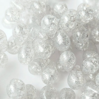 チェコビーズ ドロップ 6x9mm クラッククリスタル・シルバー｜20個入 ハンドメイド素材 BULBULBEADS
