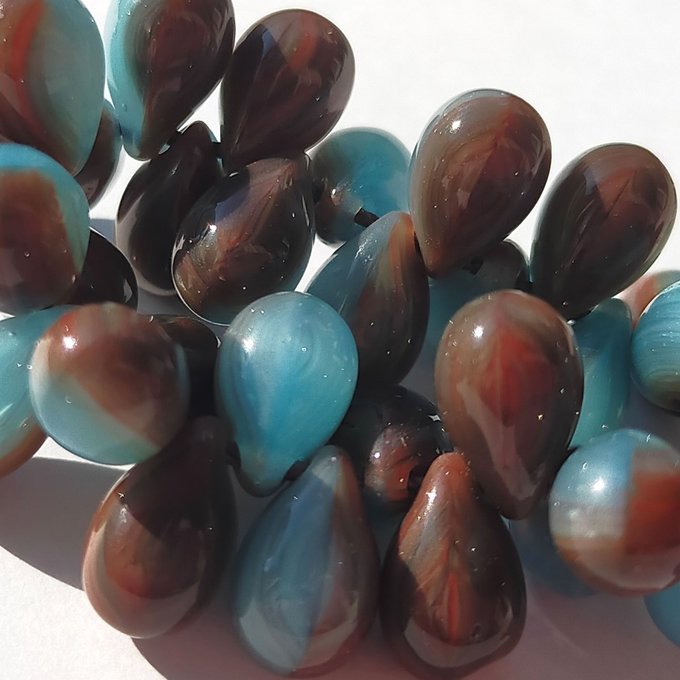 チェコビーズ ドロップ 6x9mm チョコミントスカイ｜20個入 ハンドメイド素材 BULBULBEADS