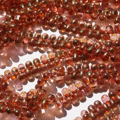 チェコビーズ ドロップ 4×6mm ピンク ブラウン｜20個入 ハンドメイド素材 BULBULBEADS