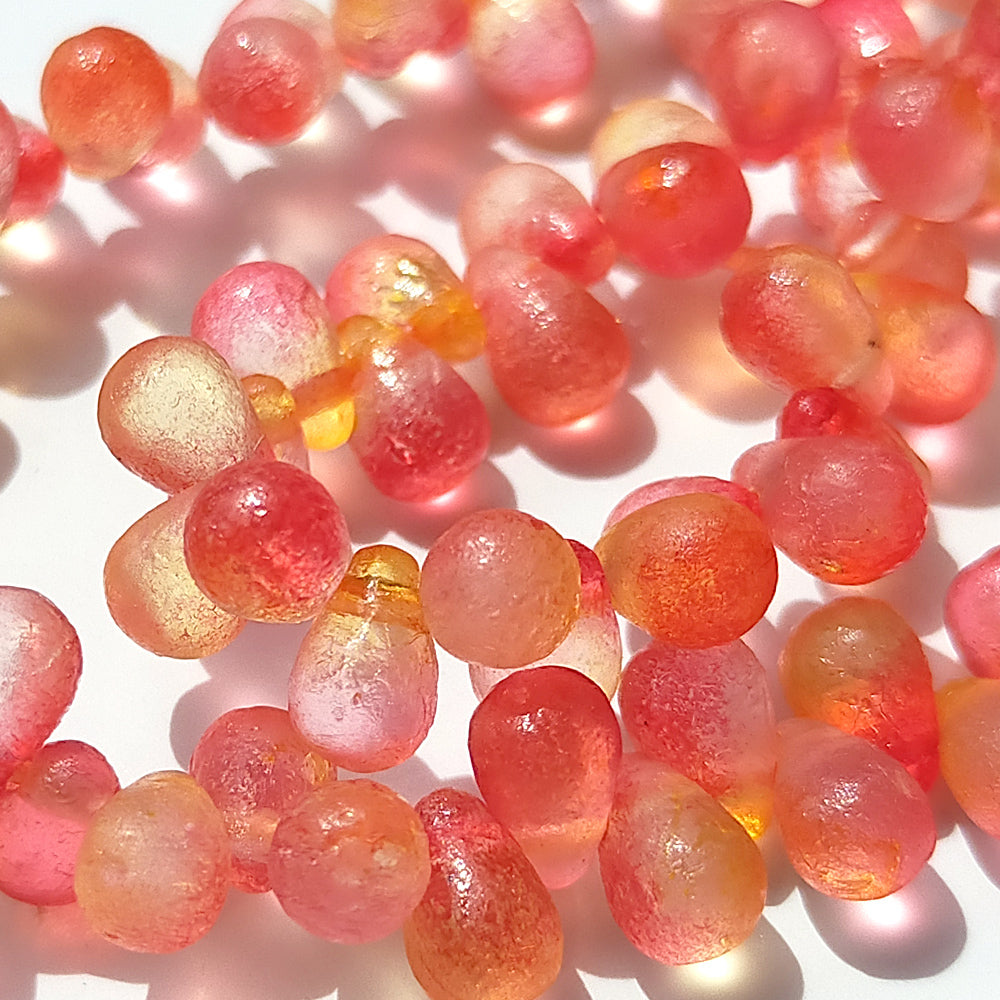 チェコビーズ ドロップ 4×6mm オレンジ エッチド デュアル｜20個入 ハンドメイド素材 BULBULBEADS