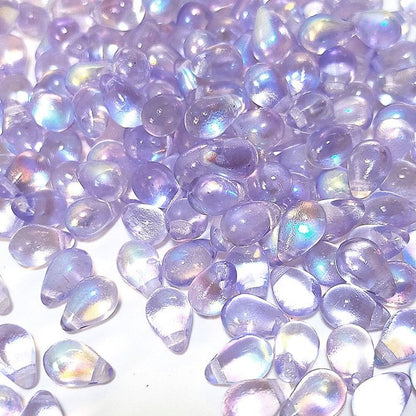 チェコビーズ ドロップ 6x9mm デュアルライトパープル・AB｜20個入 ハンドメイド素材 BULBULBEADS