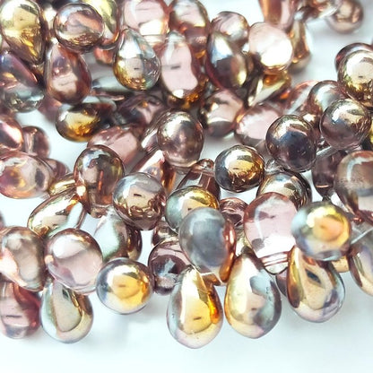 チェコビーズ ドロップ 6x9mm サファイアブルー0・ハーフカッパー｜20個入 ハンドメイド素材 BULBULBEADS