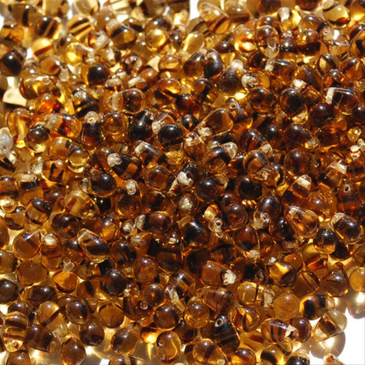 チェコビーズ ドロップ 4×6mm タイガートパーズ｜40個入 ハンドメイド素材 BULBULBEADS
