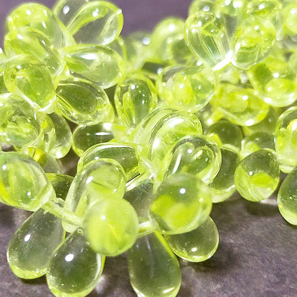 チェコビーズ ドロップ 6x9mm ジョンキルイエロー3・クリア｜10個入 ハンドメイド素材 BULBULBEADS