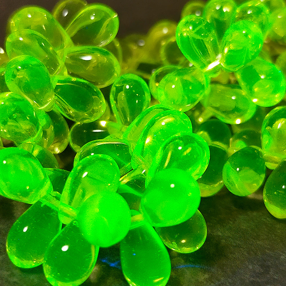 チェコビーズ ドロップ 6x9mm ジョンキルイエロー3・クリア｜10個入 ハンドメイド素材 BULBULBEADS