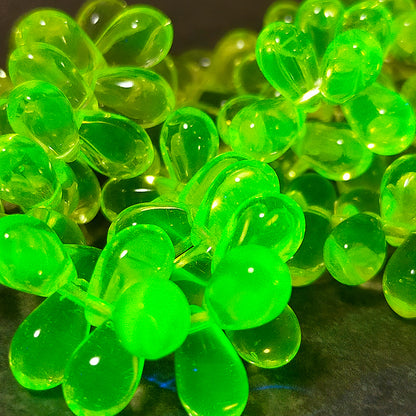 チェコビーズ ドロップ 6x9mm ジョンキルイエロー3・クリア｜10個入 ハンドメイド素材 BULBULBEADS