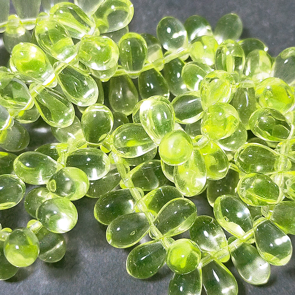 チェコビーズ ドロップ 6x9mm ジョンキルイエロー3・クリア｜10個入 ハンドメイド素材 BULBULBEADS