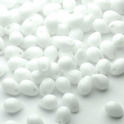 チェコビーズ ドロップ 5×7mm チョーク ホワイト｜40個入 ハンドメイド素材 BULBULBEADS