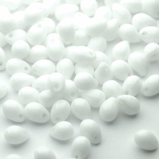 チェコビーズ ドロップ 5×7mm チョーク ホワイト｜40個入 ハンドメイド素材 BULBULBEADS