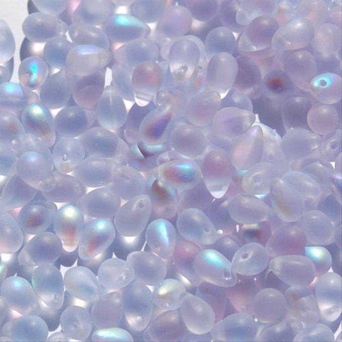 チェコビーズ ドロップ 5x7mm アレキサンドライト マット AB｜20個入 ハンドメイド素材 BULBULBEADS