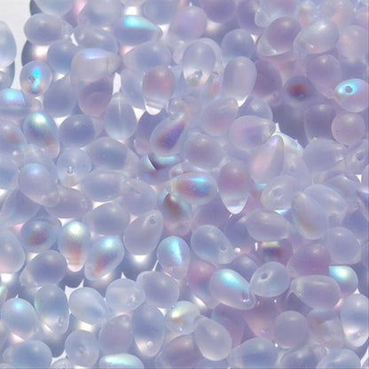 チェコビーズ ドロップ 5x7mm アレキサンドライト マット AB｜20個入 ハンドメイド素材 BULBULBEADS