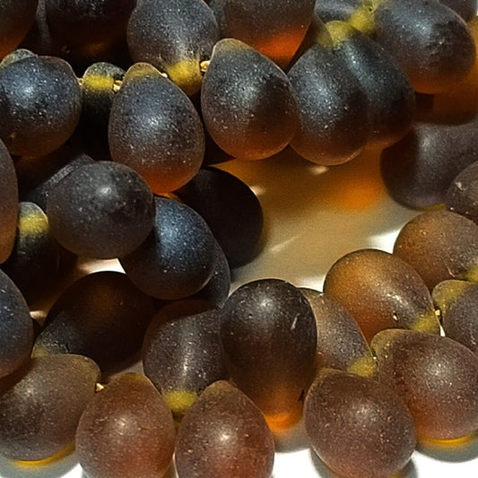 チェコビーズ ドロップ 6×9mm トパーズイエロー・ダークマット｜20個入 ハンドメイド素材 BULBULBEADS