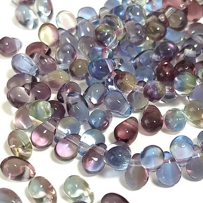 チェコビーズ ドロップ 4×6mm サファイア・ジョンキル・アメジスト｜60個入 ハンドメイド素材 BULBULBEADS