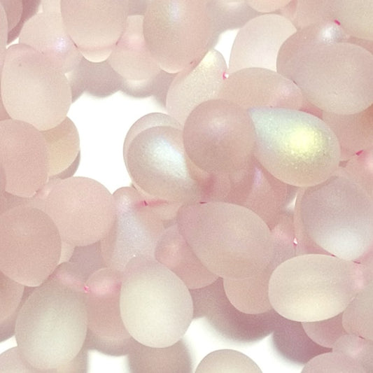 チェコビーズ ドロップ 6×9mm ロザリンピンク0・マットAB｜20個入 ハンドメイド素材 BULBULBEADS