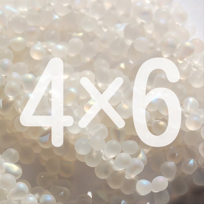 チェコビーズ ドロップ 4×6mm クリスタル・マットAB｜40個入 ハンドメイド素材 BULBULBEADS