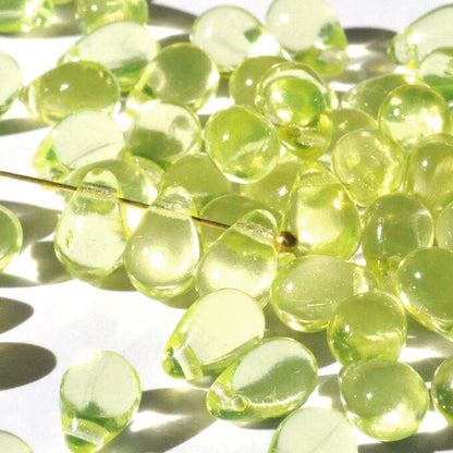 チェコビーズ ドロップ 6x9mm ジョンキルイエロー3・クリア｜10個入 ハンドメイド素材 BULBULBEADS