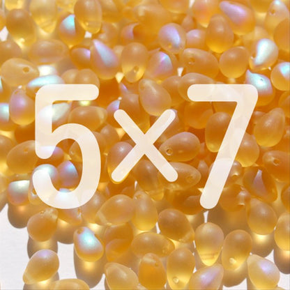 チェコビーズ ドロップ 5x7mm トパーズ マット AB｜20個入 ハンドメイド素材 BULBULBEADS