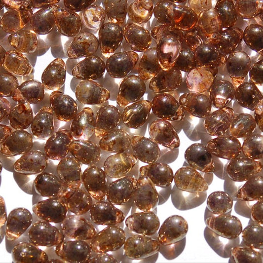 チェコビーズ ドロップ 5×7mm ブラウン ラスター｜30個入 ハンドメイド素材 BULBULBEADS