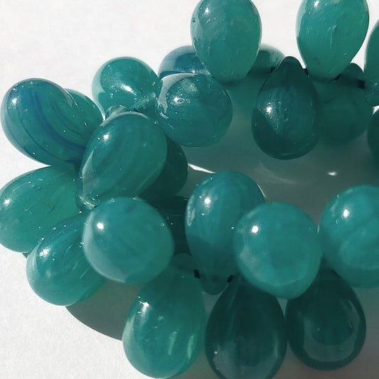 チェコビーズ ドロップ 6x9mm ブルーグリーン｜20個入 ハンドメイド素材 BULBULBEADS