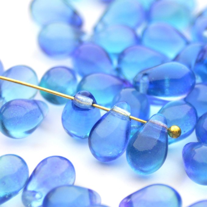 チェコビーズ ドロップ 6x9mm デュアル・アクアドリーム｜20個入 ハンドメイド素材 BULBULBEADS