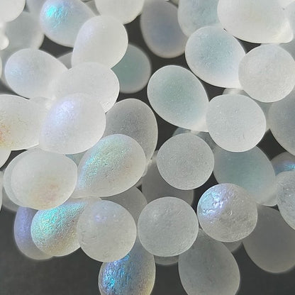 チェコビーズ ドロップ 6x9mm クリスタル・エッチドAB｜20個入 ハンドメイド素材 BULBULBEADS