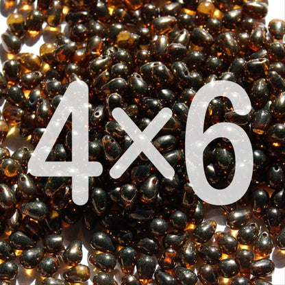 チェコビーズ ドロップ 4×6mm ブラウン・ラスター｜40個入 ハンドメイド素材 BULBULBEADS