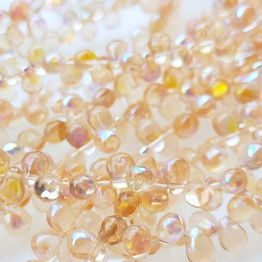 チェコビーズ ドロップ 4×6mm ロザリン ピンク 1AB｜20個入 ハンドメイド素材 BULBULBEADS