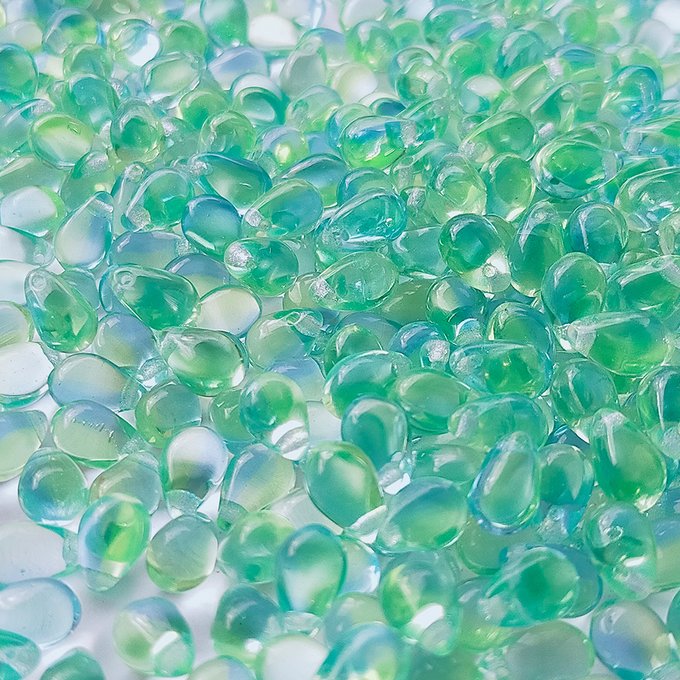 チェコビーズ ドロップ 6×9mm ソーダ水・コンビ｜20個入 ハンドメイド素材 BULBULBEADS