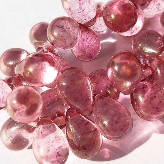 チェコビーズ ドロップ 6×9mm ピンクラスター｜20個入 ハンドメイド素材 BULBULBEADS