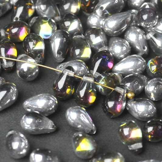 チェコビーズ ドロップ 6x9mm ヘリオトロープ・ラブラドール｜20個入 ハンドメイド素材 BULBULBEADS