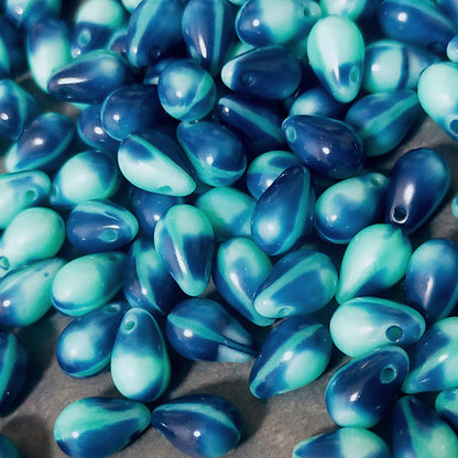 チェコビーズ ドロップ 6x9mm ターコイズネイビー・オーバーレイ｜10個入 ハンドメイド素材 BULBULBEADS