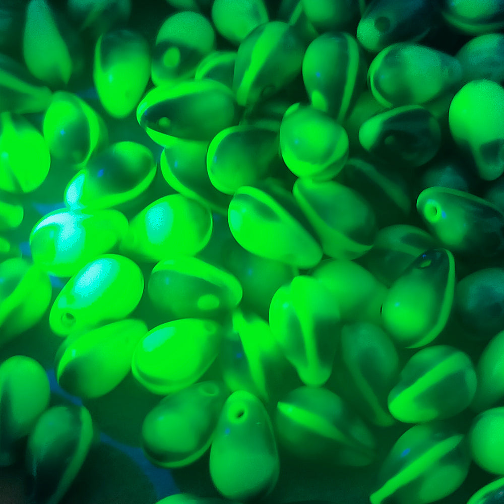 チェコビーズ ドロップ 6x9mm ターコイズネイビー・オーバーレイ｜10個入 ハンドメイド素材 BULBULBEADS